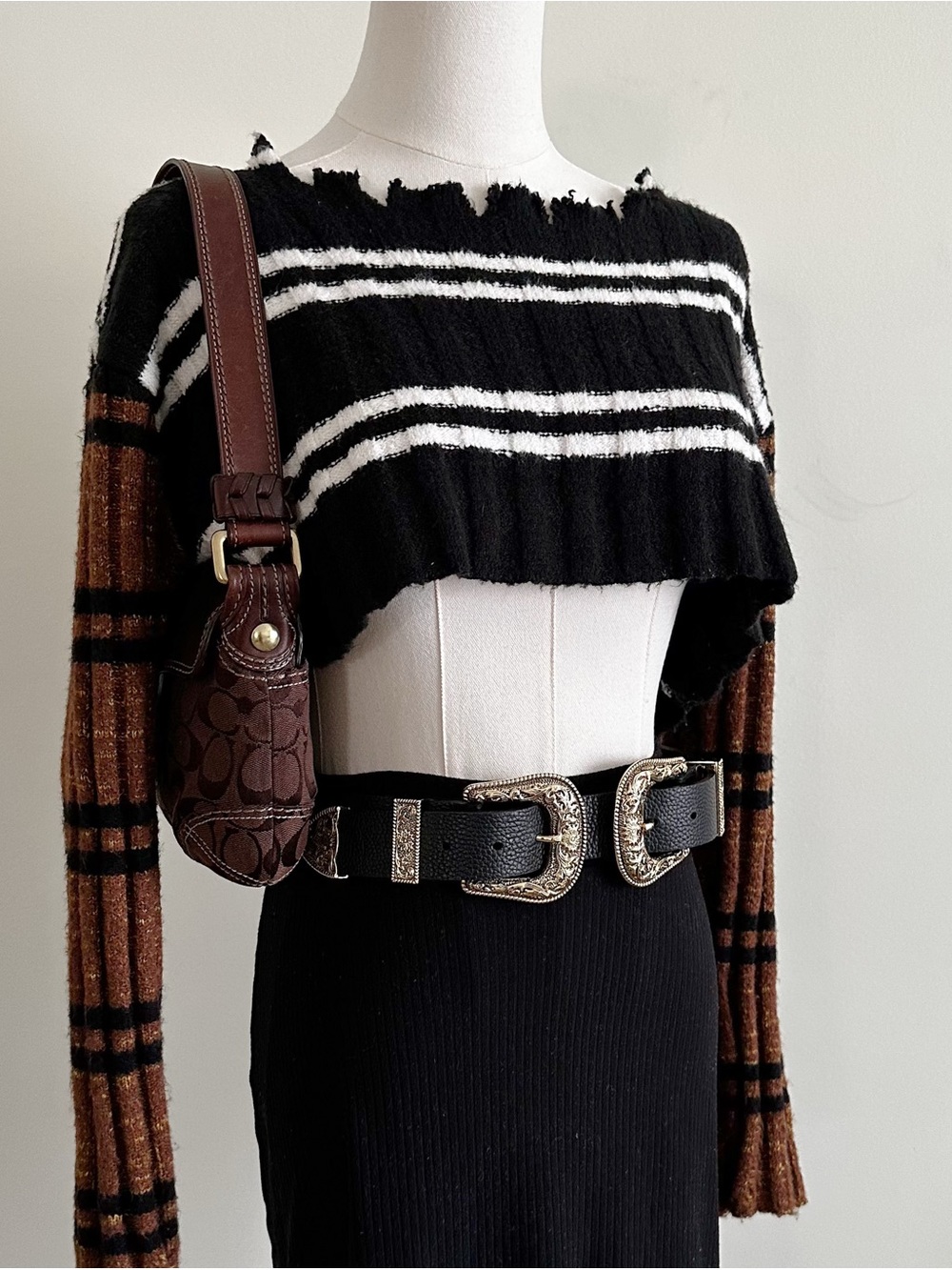 Urban Outfitters Striped Cropped Off-Shoulder Sweater